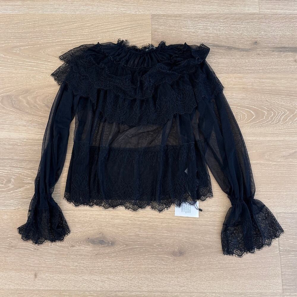 Tularosa Blouse Sheer Lace Kylen Sizr XXS Black